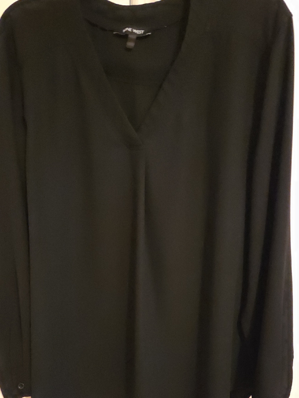 Nine West Black V-Neck Long Sleeve Tunic Top